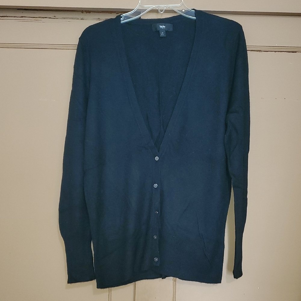 Talbots Black V-Neck Button Cardigan Sweater
